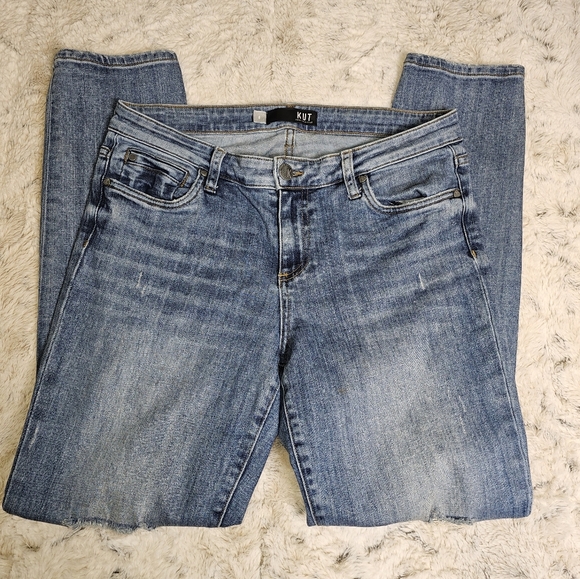 Kut From The Kloth Mid Rise Distressed Medium Wash Jeans Size 8 - Picture 2 of 11